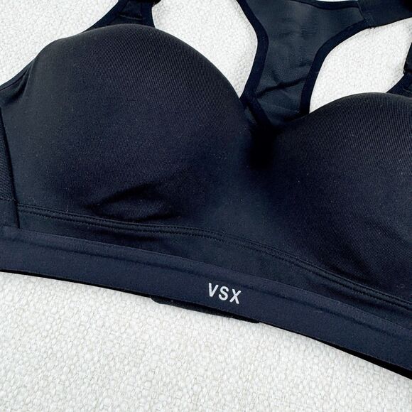 Victoria's Secret VSX Sports Bra Size 36C Mesh Black Racerback Padded Athletic - Picture 4 of 15